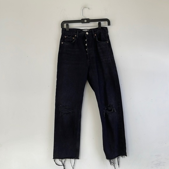 Agolde 90’s Pinch Waist High Rise Straight Jeans Size 25 Black - Picture 2 of 11